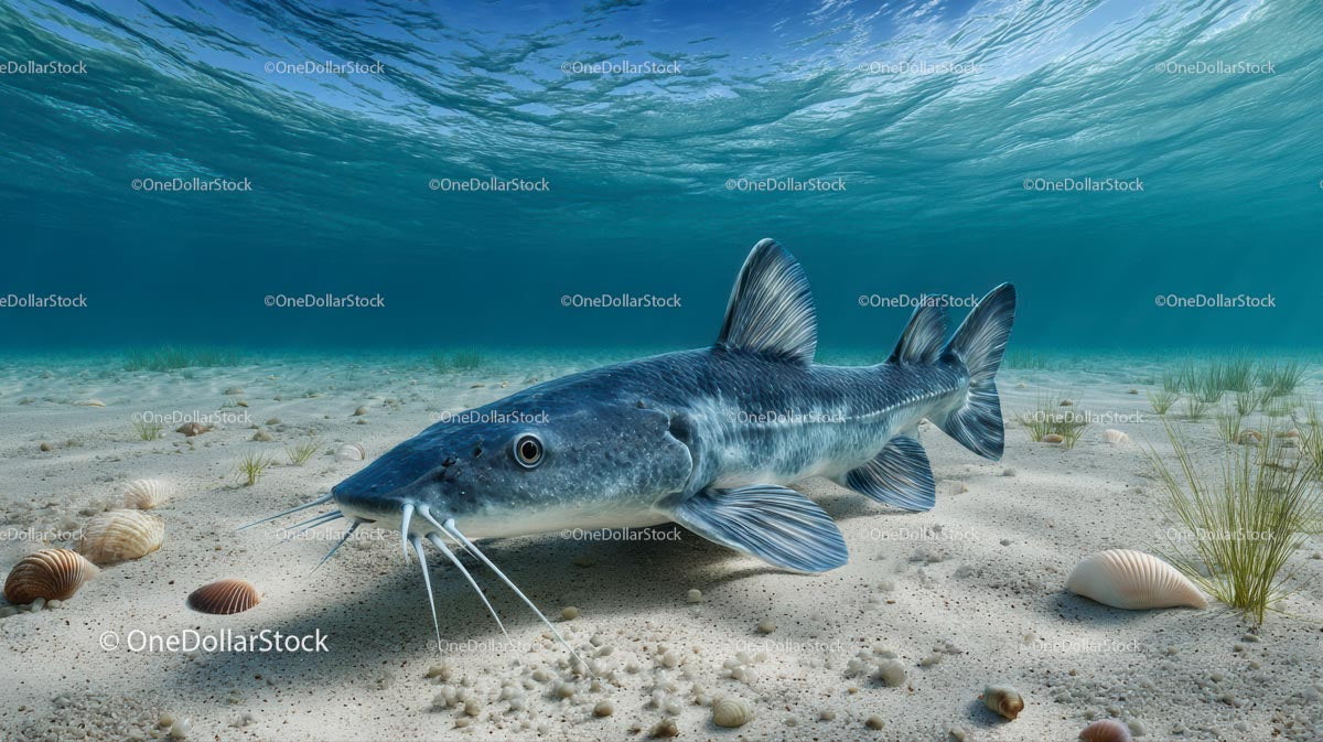Catfish Swimming Gracefully on Ocean Floor