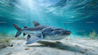 Catfish Swimming Gracefully on Sandy Riverbed