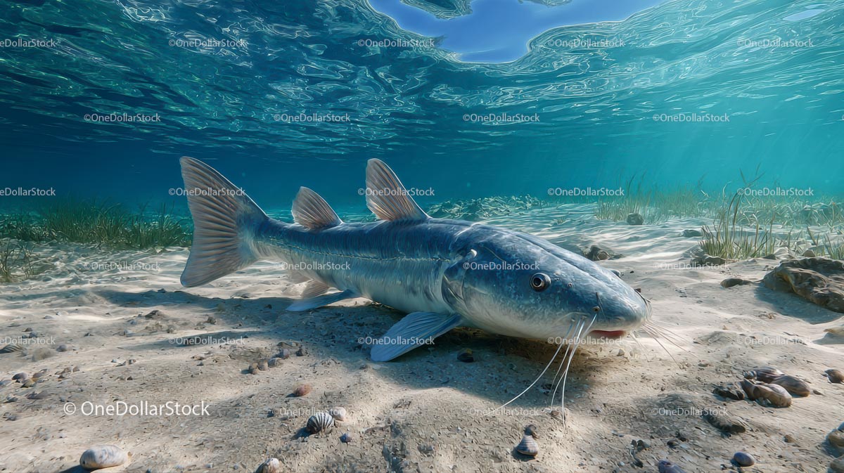 Catfish Swimming on Sandy Ocean Floor