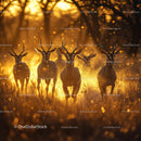 Antelopes Running Gracefully in Golden Savanna Light