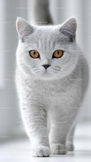 British Shorthair Cat with Amber Eyes