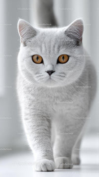 British Shorthair Cat with Amber Eyes
