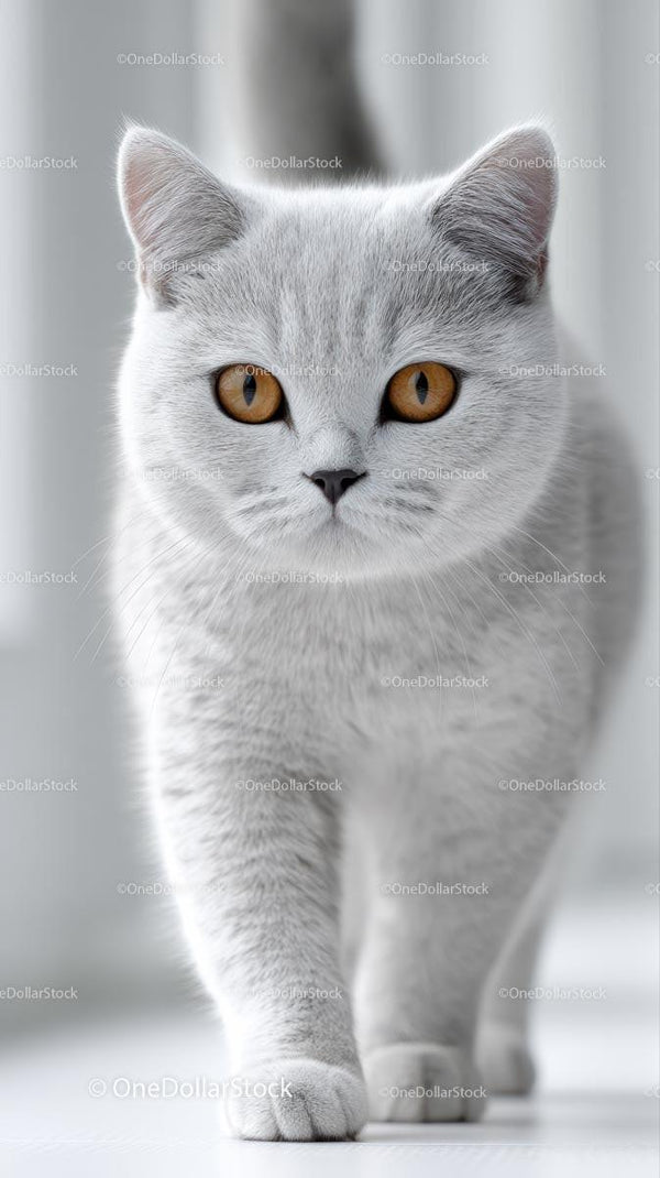 British Shorthair Cat with Amber Eyes