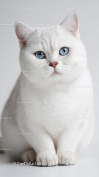 White British Shorthair Cat with Blue Eyes