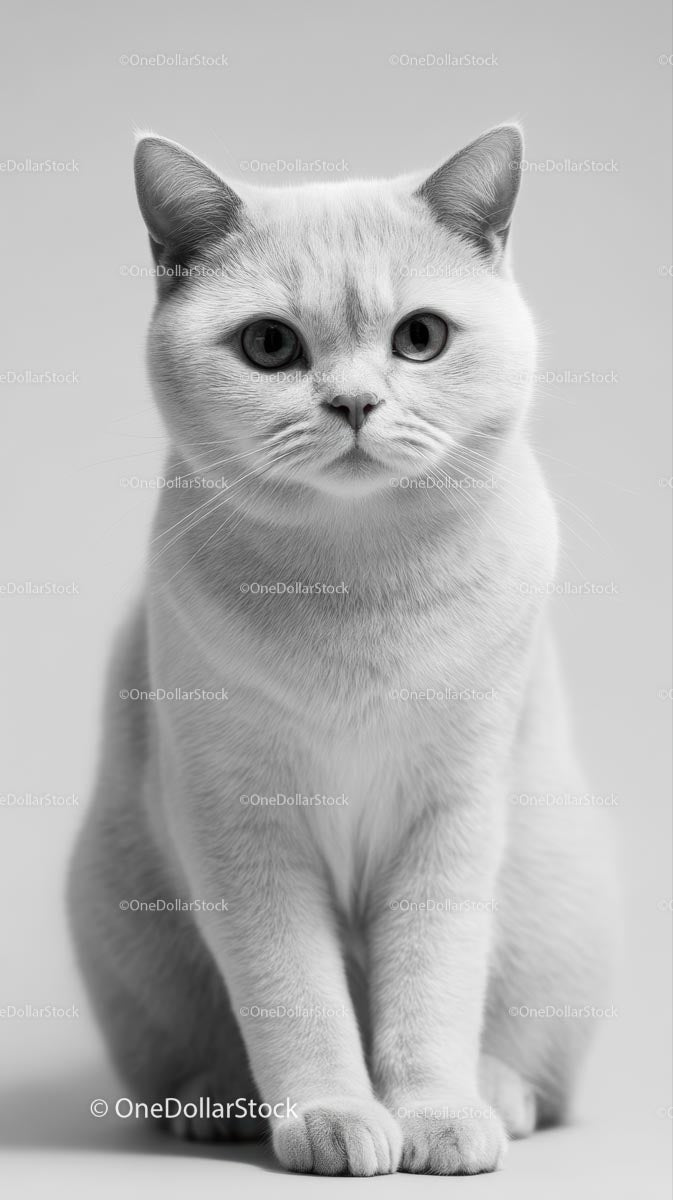 Adorable British Shorthair Cat in Studio Portrait
