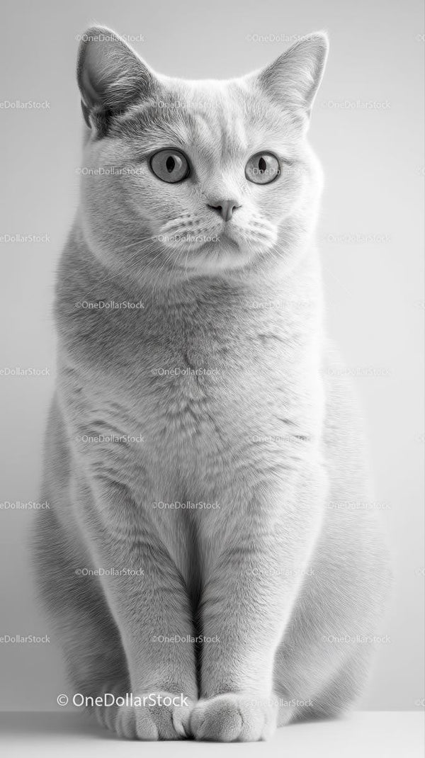 Monochrome Portrait of a British Shorthair Cat