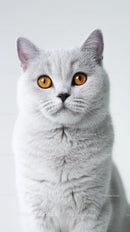 British Shorthair Cat with Striking Amber Eyes Portrait