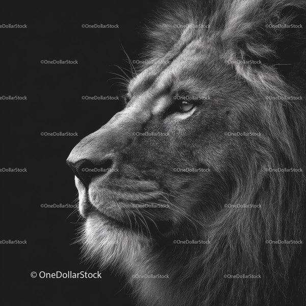 Majestic Black and White Lion Portrait