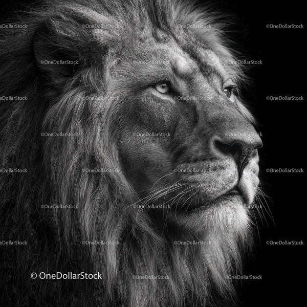 Majestic Lion Portrait in Monochrome