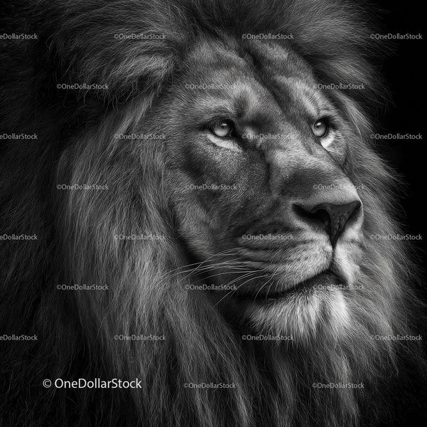 Majestic Lion Portrait in Black and White