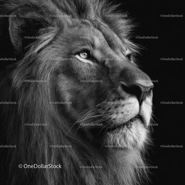 Majestic Lion Portrait in Black and White