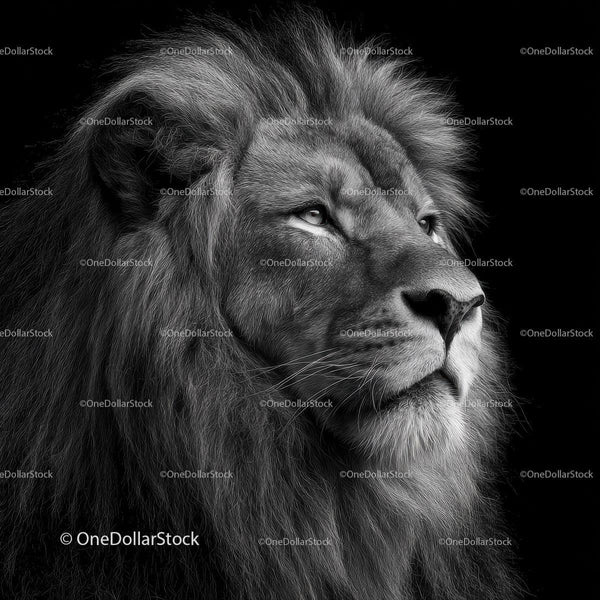 Majestic Lion Portrait in Black and White