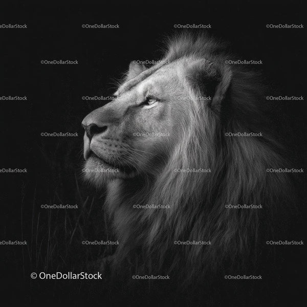 Majestic Black and White Portrait of a Lion