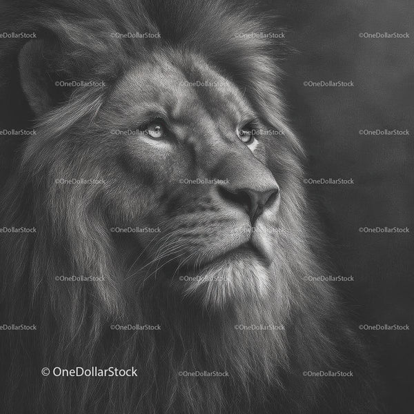 Majestic Lion in Stunning Monochrome Portrait