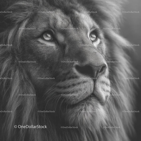Majestic Lion Portrait in Black and White