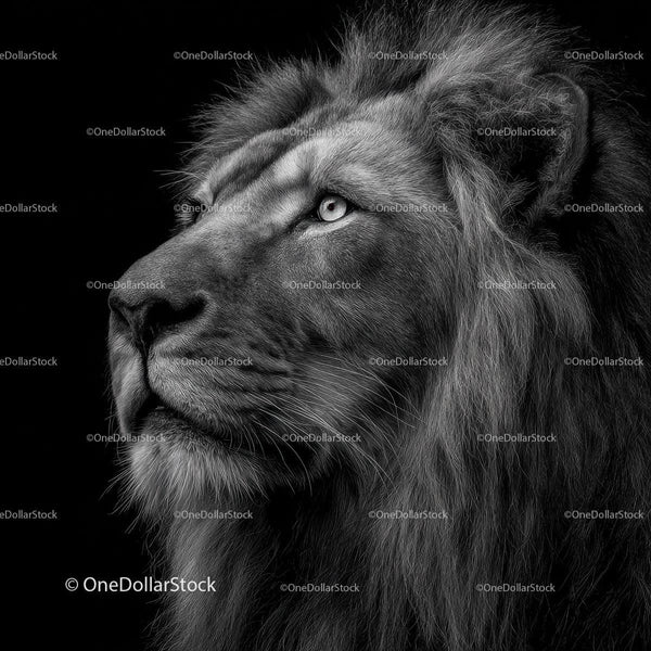 Majestic Lion Portrait in Striking Black and White