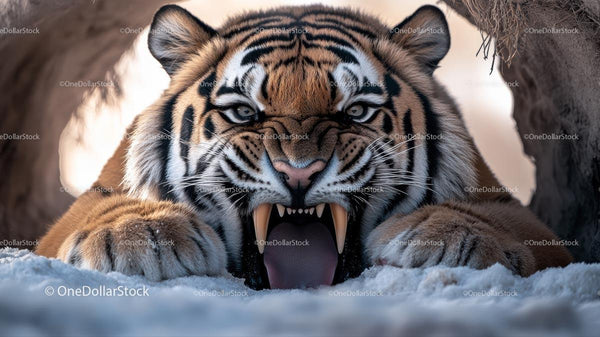 Fierce Tiger in Snow Captures Intense Wildlife Moment