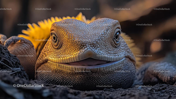 Close-Up of a Bearded Dragon in Vibrant Light