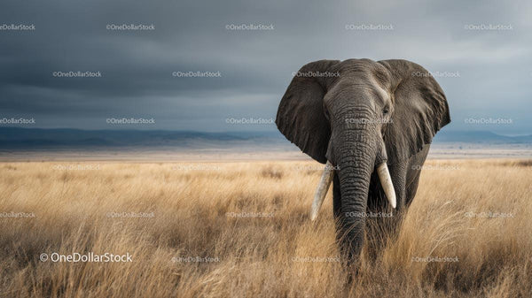 Majestic Elephant Wandering the African Savannah