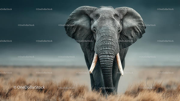 Majestic African Elephant in the Savanna Landscape