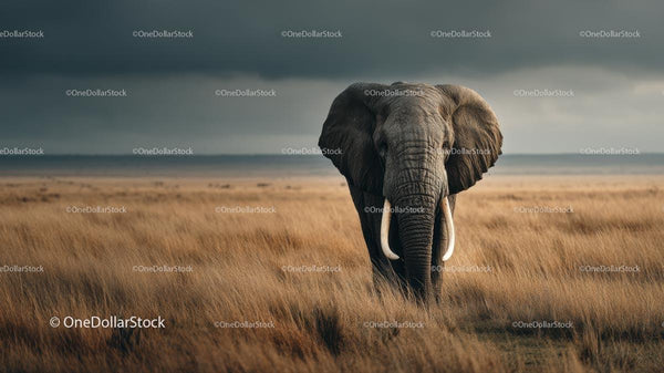 Majestic Elephant Roaming the African Savannah