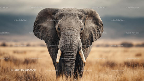 Majestic African Elephant in Golden Savanna
