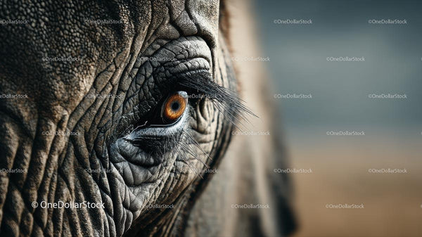 Close-Up of Elephant Eye with Intricate Wrinkles