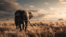 Elephant Majestically Strolling Through the African Savanna