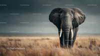 Majestic African Elephant in the Vast Savanna Landscape