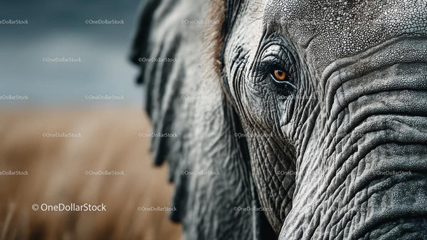 Close-Up of Elephant's Eye and Textured Skin