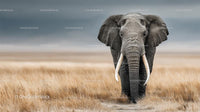 Majestic African Elephant in Vast Grassland