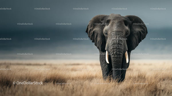 Majestic Elephant Standing in the Vast African Savannah