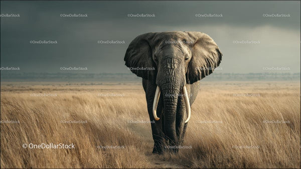 Majestic African Elephant in the Vast Savanna