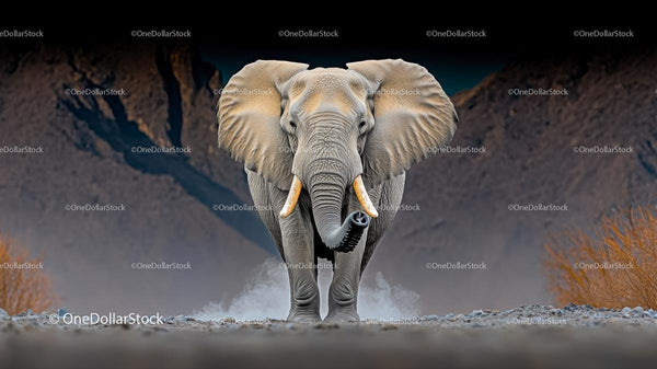 Majestic Elephant Walking Through the Desert Landscape