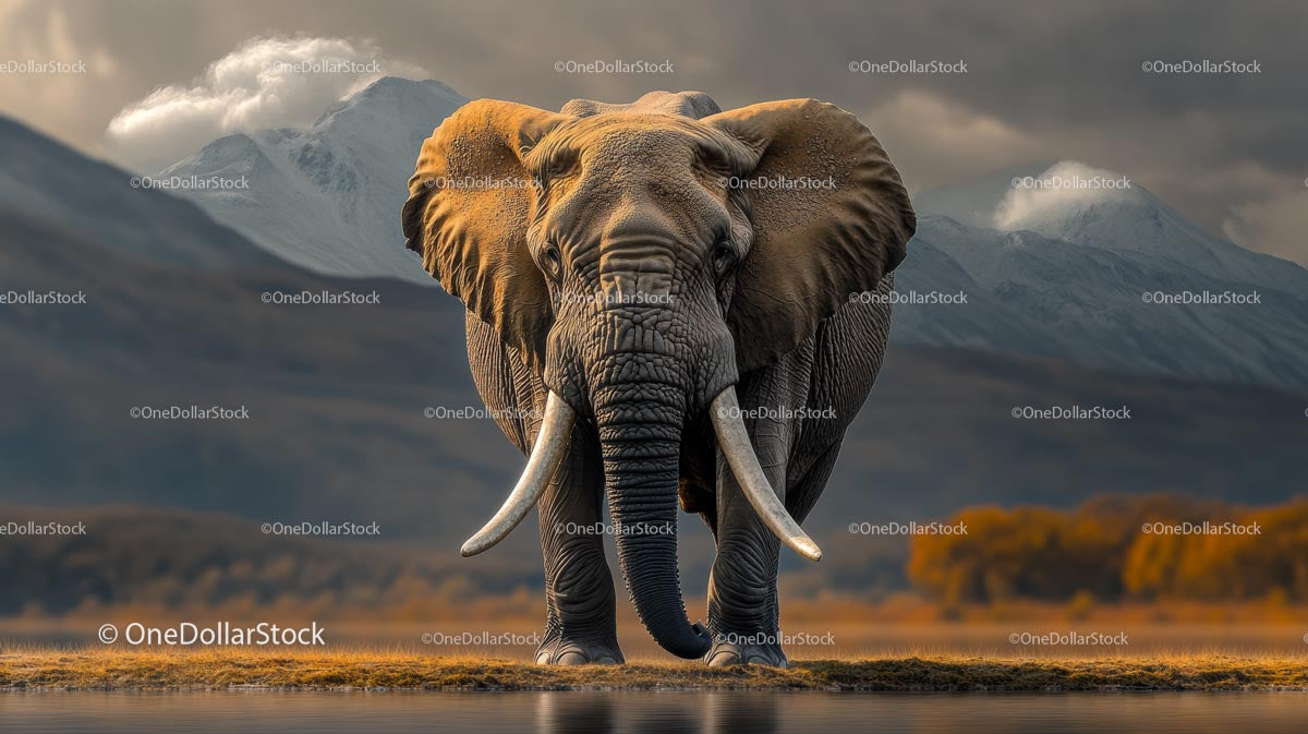 Majestic African Elephant in the Savanna Landscape