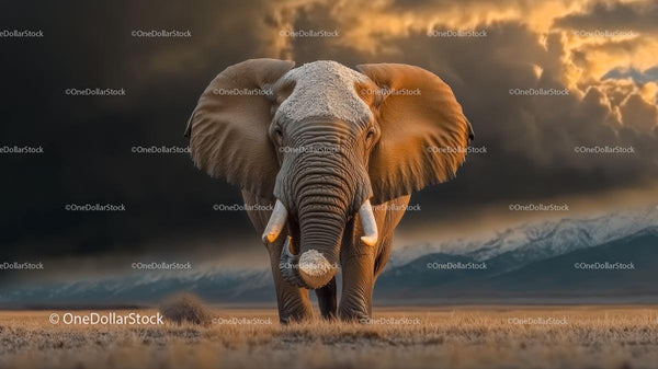 Majestic Elephant Walking Across the African Savanna