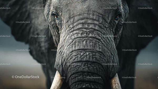 Close-Up of Majestic African Elephant with Tusks