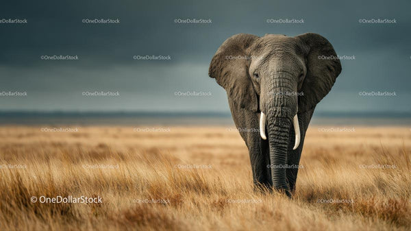Majestic Elephant Roaming the Vast Savannah