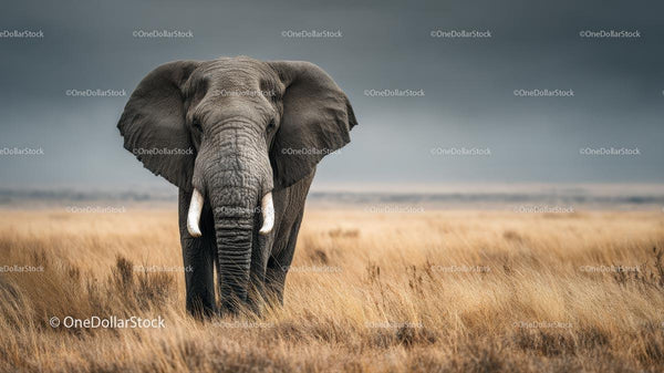 Majestic African Elephant on the Open Savannah