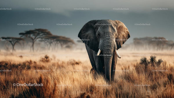 Majestic African Elephant on the Golden Savannah
