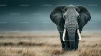 Majestic Elephant Standing in Vast African Savannah