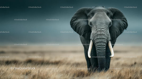 Majestic Elephant Standing in Vast African Savannah