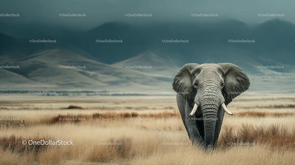 Majestic African Elephant in Expansive Savannah Landscape