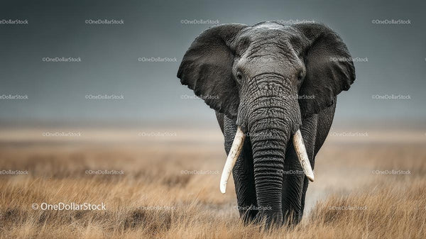 Majestic Elephant in African Savannah Landscape