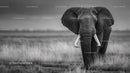 Majestic Elephant in African Savannah Grassland