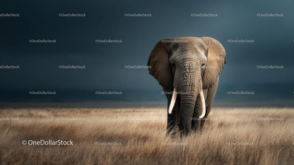 Majestic Elephant in African Grassland