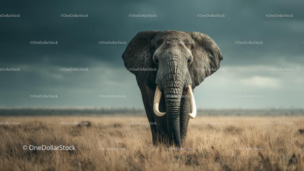Majestic Elephant Standing on African Savannah