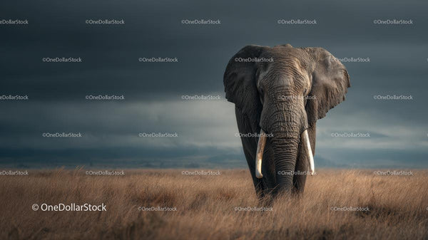 Majestic Elephant in African Savannah Landscape