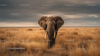 Majestic Elephant in the Golden Savannah Landscape