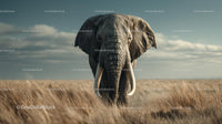 Majestic Elephant Gracefully Walking in the Savanna